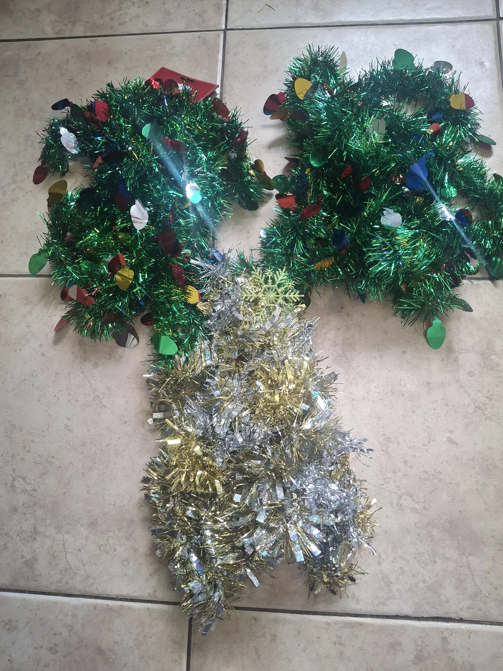 Festive Green and Gold Holiday Tinsel Garland Set - Home Holiday Decor